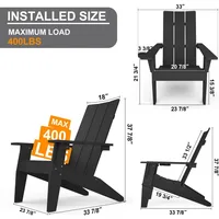 Modern Adirondack Chairs Set of 4,Weather Resistant with Cup Holder Oversize Plastic Fire Pit Chairs Plastic Outdoor Chair 1