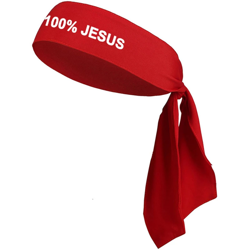 100 Jesus Sports Head Tie Headband Football White Black Athletics Fitness Stretch Sweatband Bandana Moisture Wicking Silicone