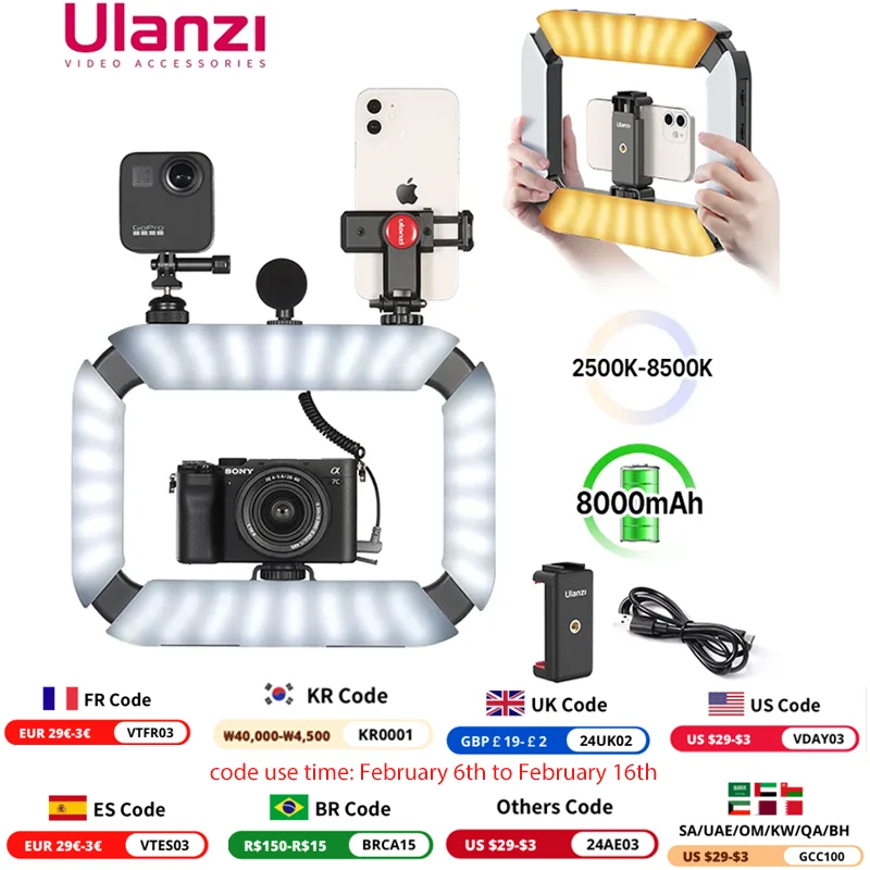 Ulanzi U-200 Smartphone Video Rig Led Video Light 2 In 1 Ring Light Con Scarpa Fredda Per Microfono Tiktok Youtube Live Rig Light