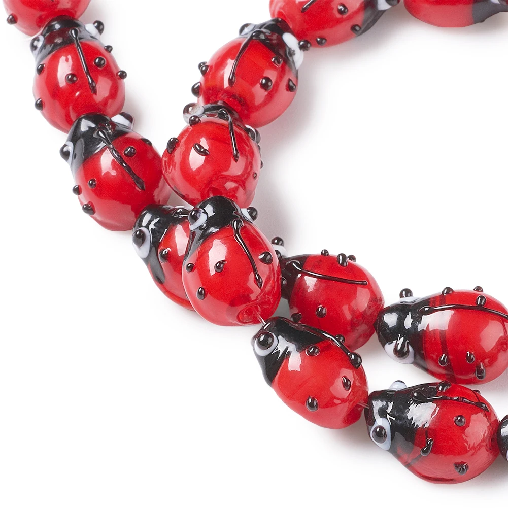 

Fashewelry 20pcs/Strand Red Ladybug Handmade Lampwork Beads for DIY Jewelry Making Bracelet Crafts Decor Accessories