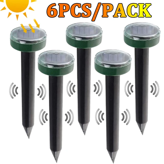 6 Pack Outdoor Solar Pest Cester Repeller Ultrahangos Állati Vakondviselő Gopher Vole Kígyó Rágcsáló Chaser Elrettentő Kártevőirtó Szerszámok