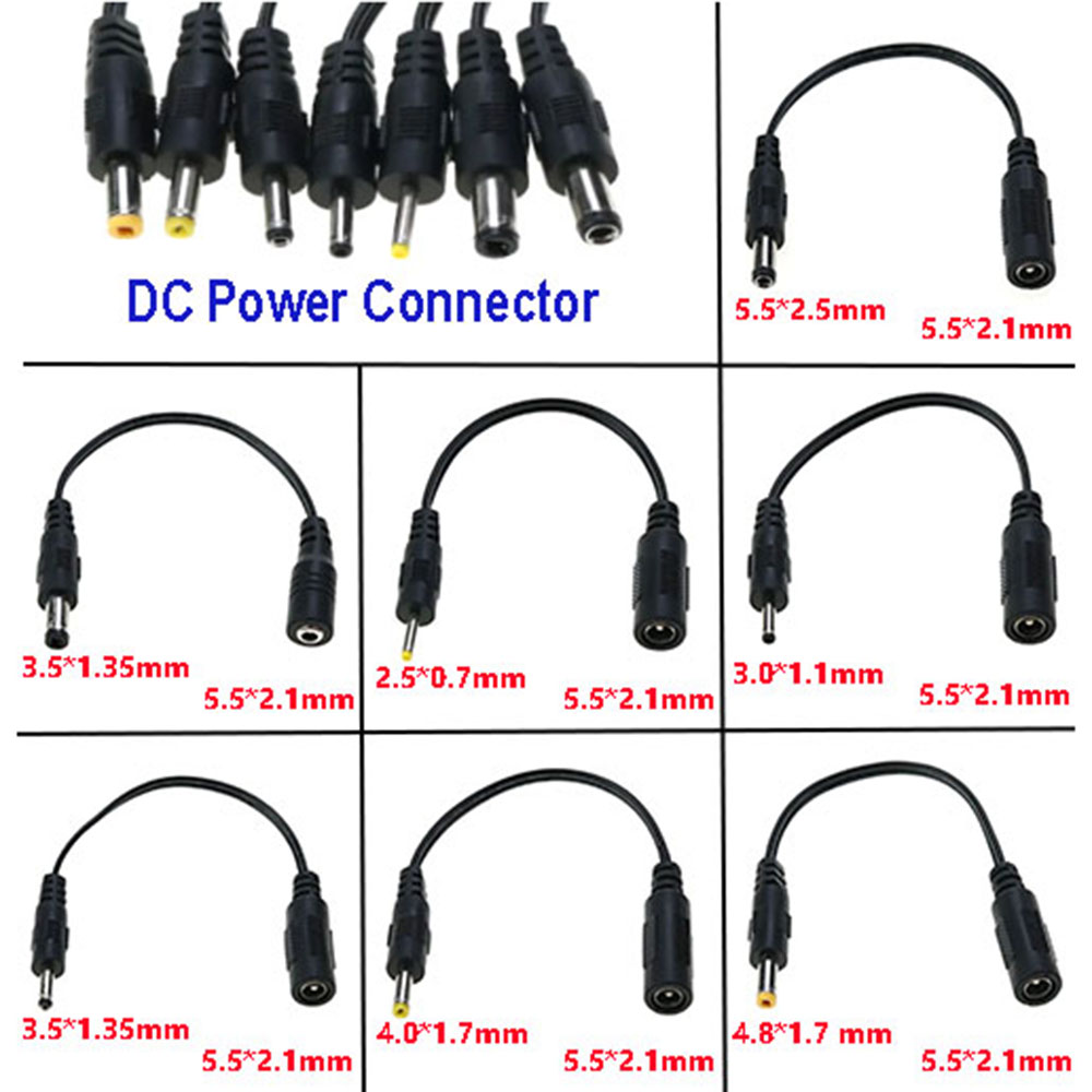DC Plug Connector DC 5.5*2.1 Female to 5.5*2.5 2.5*0.7/3.5*1.35/4.0*1.7/4.8*1.7mm Male Cable Extension Connector Power Cord