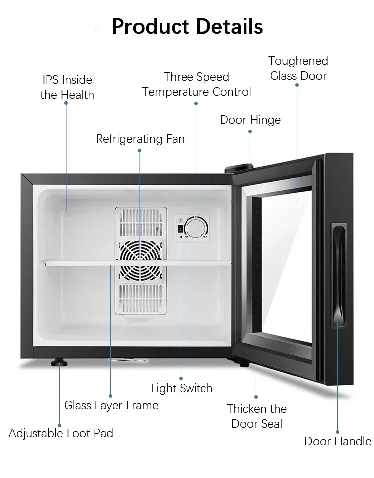 20 30 40 Litre Black Silent Three-Position Temperature Adjustment Small Refrigerator Hotel Mini Fridge