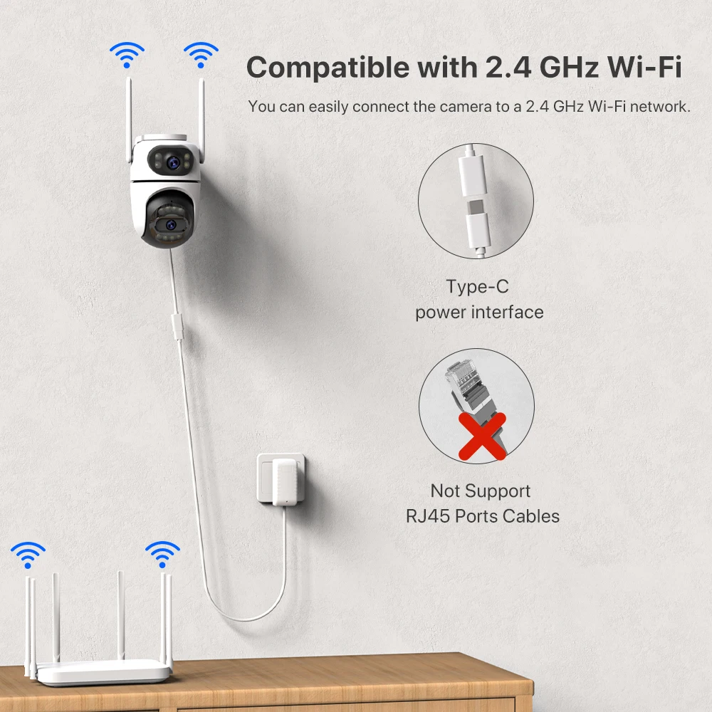 8MP 4K HD Wifi PTZ Camera iCsee APP Dual Lens Dual Screens Video Surveillance IP Camera Ai Tracking Outdoor Home Security CCTV 4