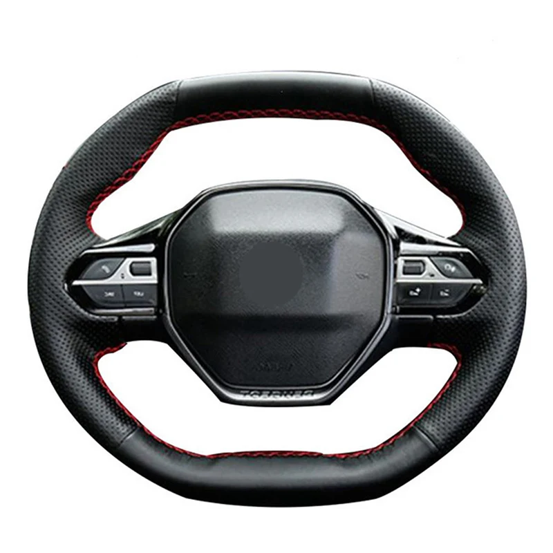 

Hand-stitched Black Genuine Leather Car Steering Wheel Cover For Peugeot 4008 2017 2018 3008 2017 2018 Car Accessories Interior