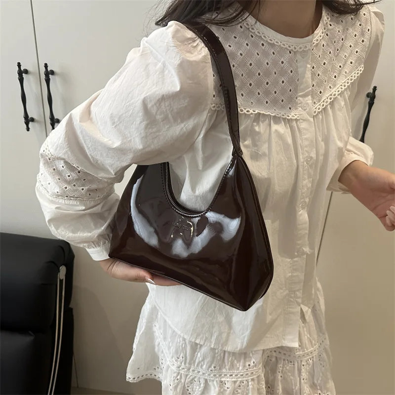 Solid Color Synthetic Leather Shoulder Underarm Bag, Retro Versatile Handbag Women Bag, Fashionable Daily Use Chic Handbag Purse