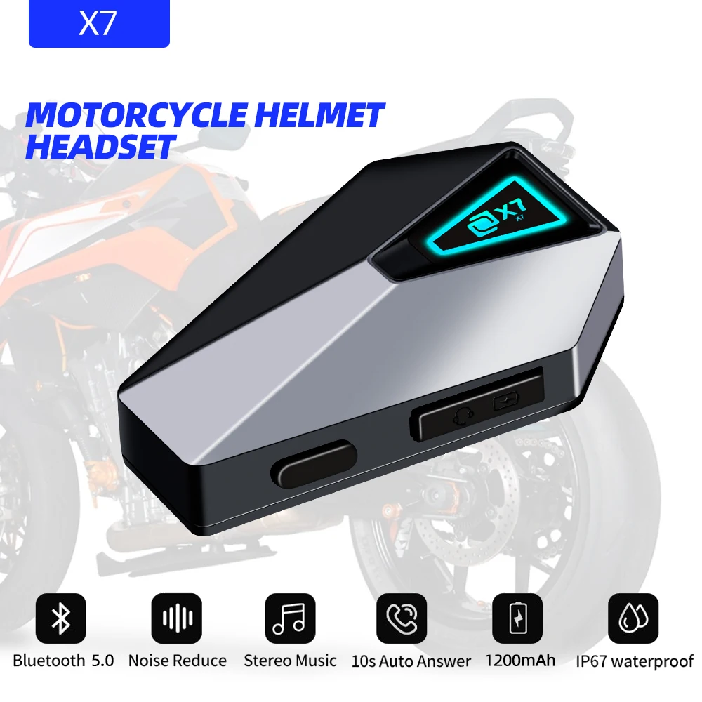 

Bluetooth Headset for Motorcycle Helmet IP67 Waterproof Noise Ruduction Wireless Headphones BT5.0 Motorcycle Helmet Headset