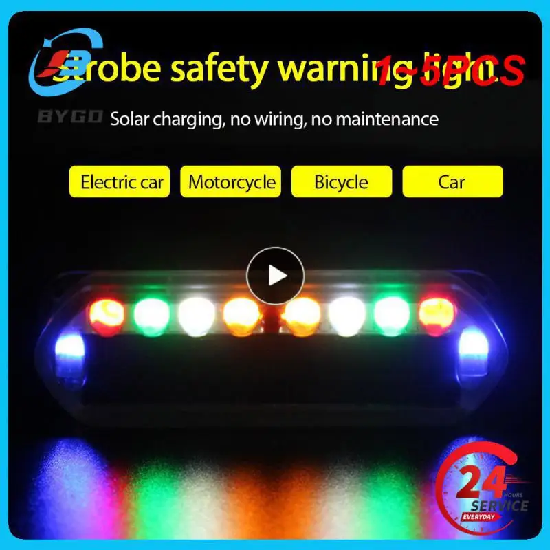 

1~5PCS Tail Light Solar Waterproof Led Tail Light High Brightness Light Car Accessories Safety Warning Light Shockproof