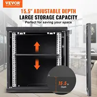 12U Wall Mount Network Cabinet, 15.5'' Deep Server Rack Cabinet Enclosure, 200 lbs Max. Ground-Mounted Load Capacity, with Locki 2