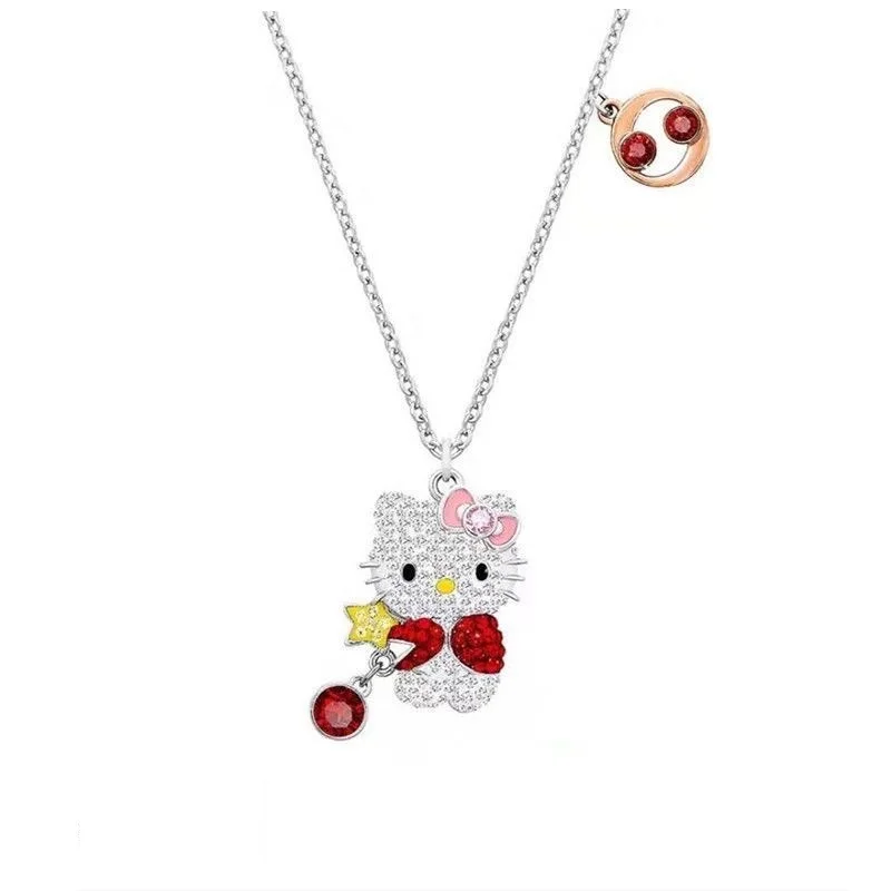 Hello Kitty Necklace Anime Sanrio Kitty Twelve Constellations Sweet and Cute Hip Hop Diamond Pendant Couple Jewelry Girl Gift necklace jewelry