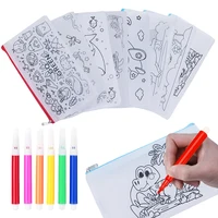 Storage Pen Case Environment Protection Non-woven Fabric with Markers Cartoon Pattern DIY Graffiti Household Kids Pen Bag TMZ 1