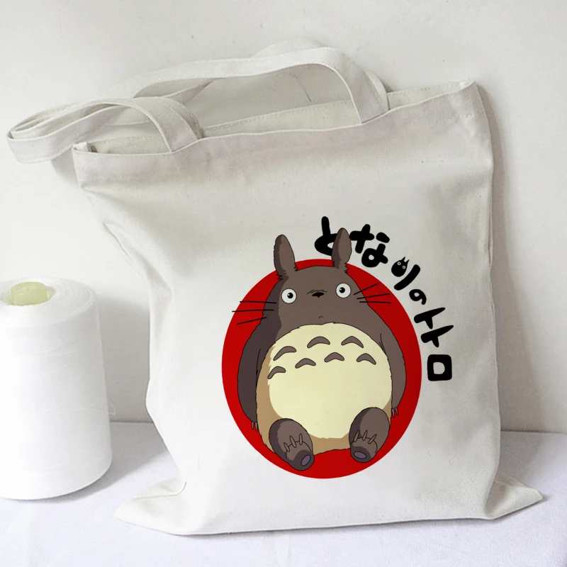 

Tote Bags Studio Ghibli Shopping Bag Totoro Shopper Anime Bag Cotton Tote Eco Reusable Bolso Handbag Bag Eco Bag Reusable