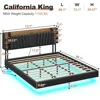 California King Size Bed Frame with Hidden Storage Headboard and Charging Station Cal King Size Visual Floating Platform Bed 2