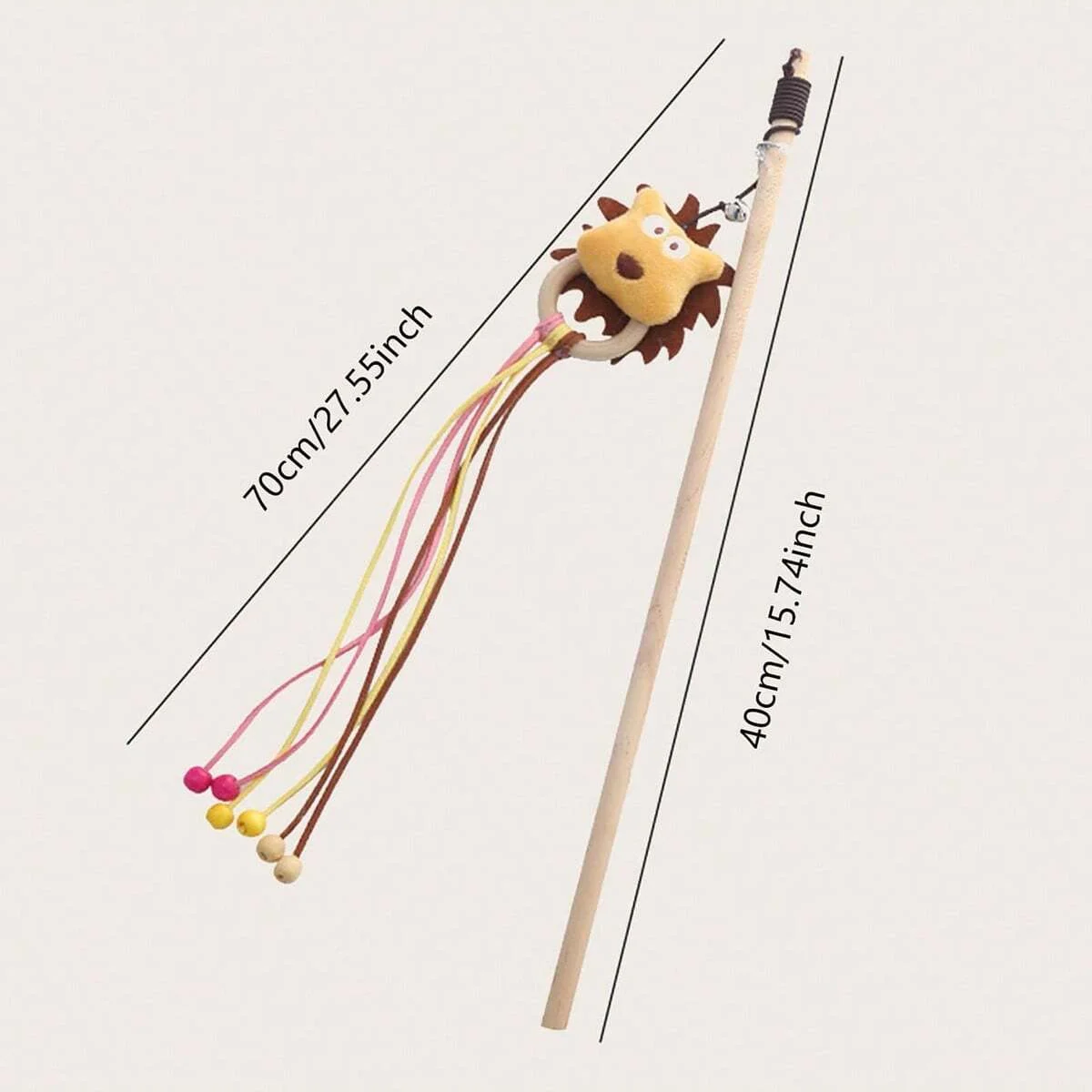 1pc-Interactive cat wand with bells, cartoon animals, and wands - providing exercise and playtime fun for your cat-random color