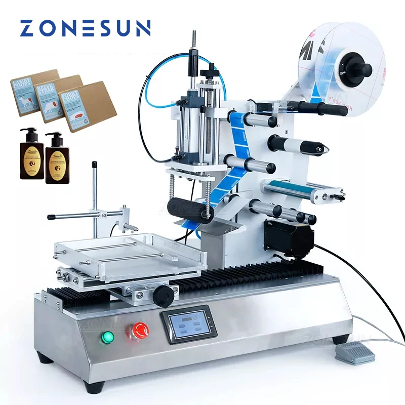 ZONESUN ZS-TB180 Desktop Semi Automatic Flat Surface Sticker Adhesive Square Bottle Labeling Machine Label Applicator