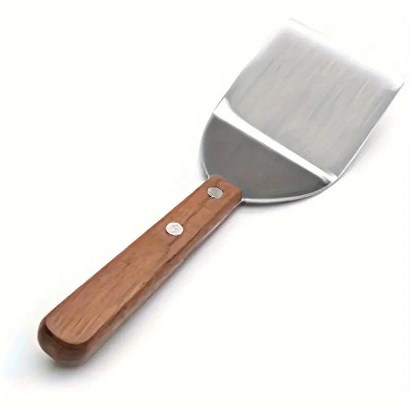 1pc, Brownie Spatula, Stainless Steel Brownie Spatula With Wooden Handle, Stainless Steel Pizza Shovel, Spatula For Cake Pizaa