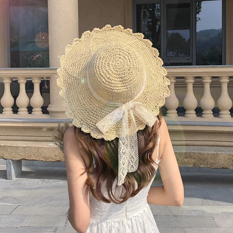 Women'S Summer Hat Foldable Hollow Lace Trim Straw Hat Girls Outdoor Travel Wide  Brim Casual Hat Bucket Hats Beach Sunscreen Hat - AliExpress