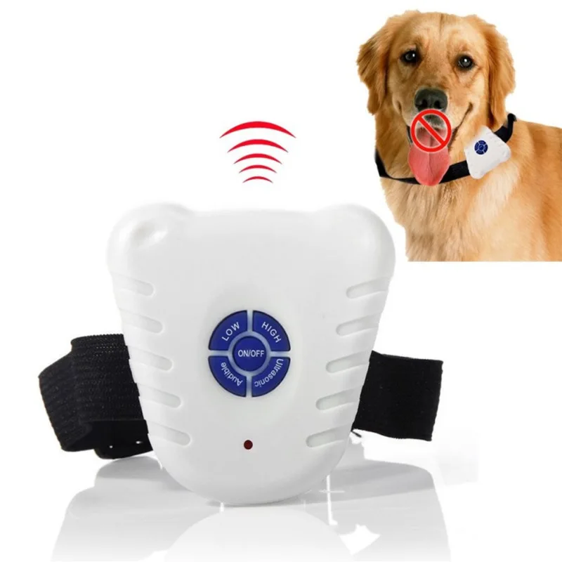 Adjustable Ultrasonic Anti Bark Collar Waterproof Stop Barking Control Collar for Small Pet Dogs Training Device Button Clicker dog training collar dog bark deterrent