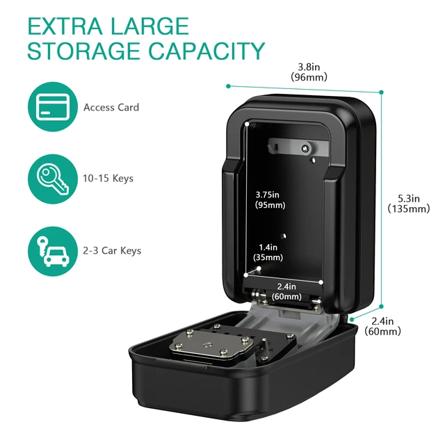 ORIA Key Lock Box Wall Mounted 4-Digit Combination Lockbox Waterproof Security Key Lock Box with 1 Key for Home Outdoor 3