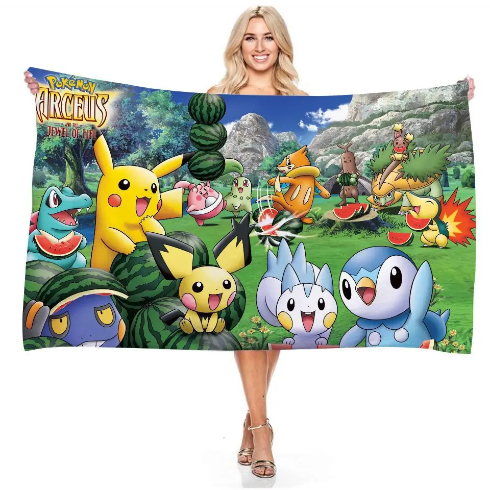 Pikachu Beach Towel Pokemon Bath Towel Digital Printing Cute Cartoon
