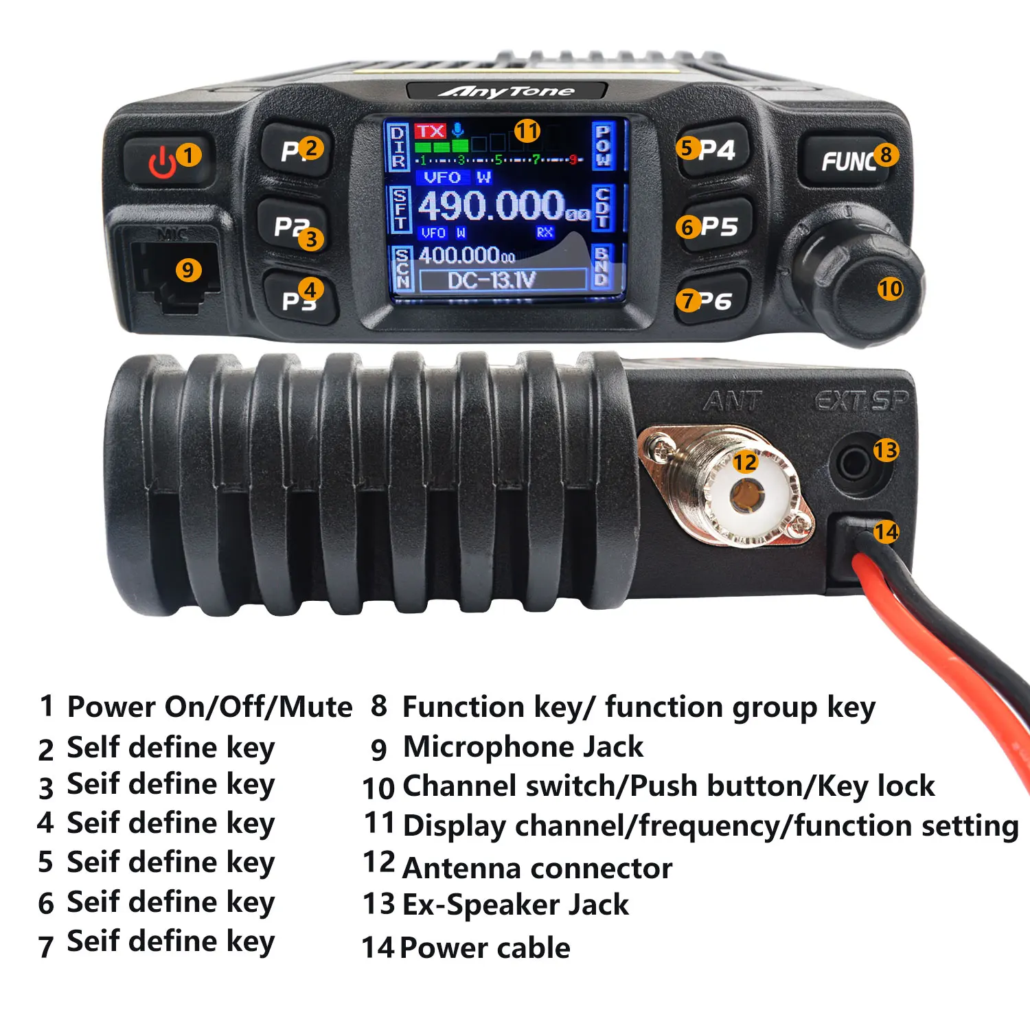 AnyTone Walkie Talkie GMRS AT-778UV AT-778UVII 136-174 & 400-490MHz 25W Dual Band VOX Analog Mobile Radio  Color Display 4