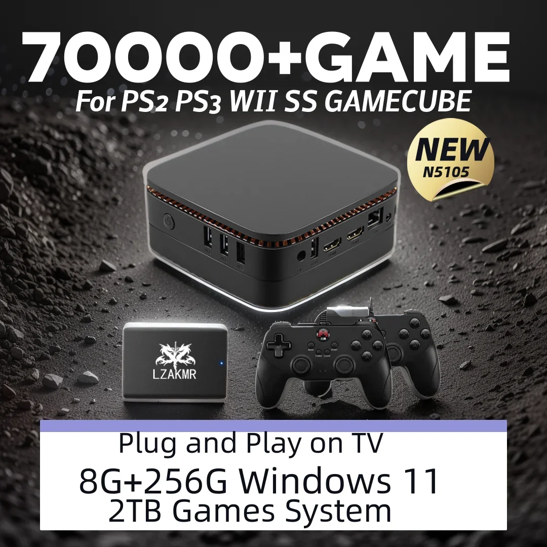 Ak2 N5105 Game Box Ultimate Gaming Experience 128G Windows11 Sistema Di Giochi Da 2Tb Con Supporto Per Giochi 70000 + Ps2/Ps3/Wii/Ss/Gamecube