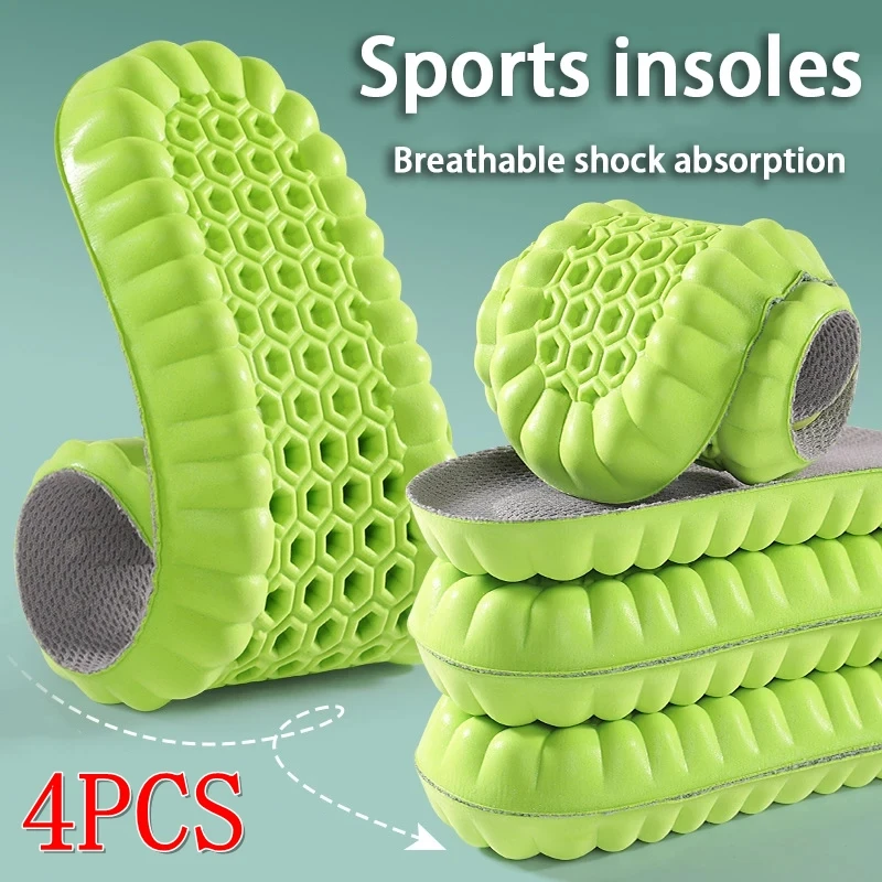4PCS 부드러운 탄력 단독 통기성 편안한 Insoles 남성과 여성의 스포츠 충격 흡수 깔창 야외 실행 Insoles