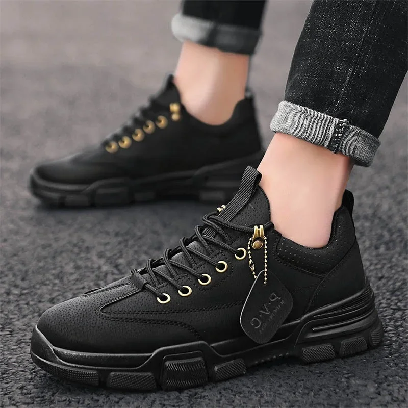 British Style Ankle Boots PU Leather Men Shoes Autumn Winter Comfortable Low-top Casual Shoes Fashion Man Leather Martin Boots