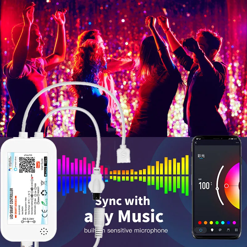 Smart WiFi LED Light Strip Controller with App and Remote Control