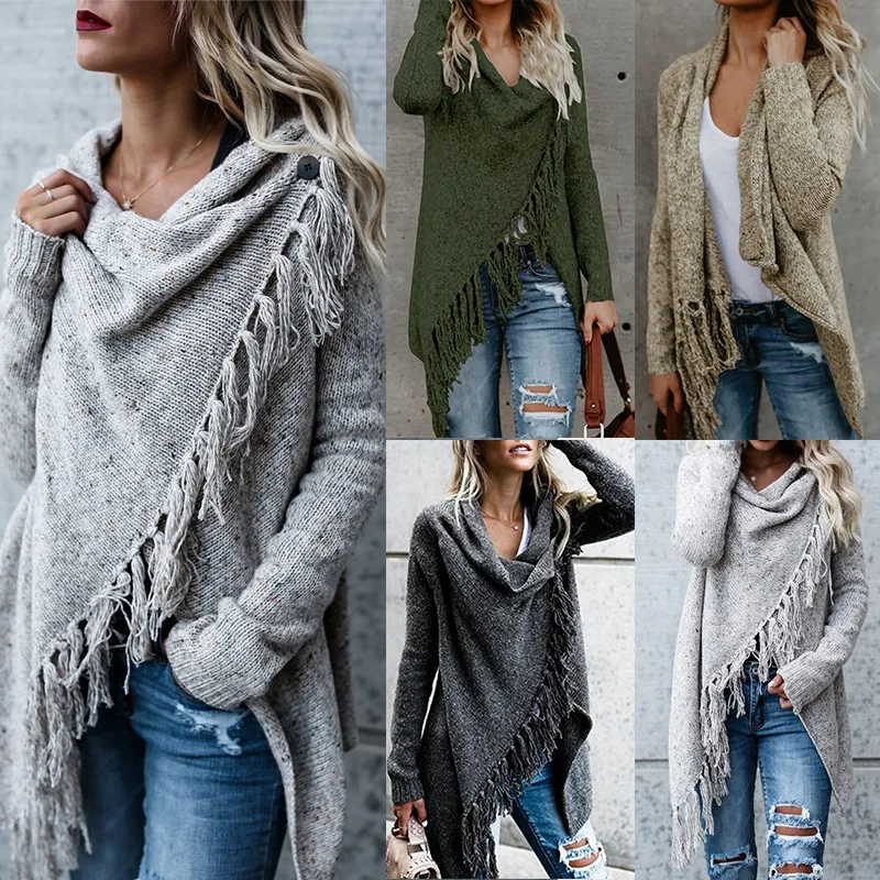 

Women Tassel Jumpers Long Jacket Kintted Autumn Spring Korean Crochet Loose Maxi Winter Sweater 2024 Warm Jumper Coat Pullover