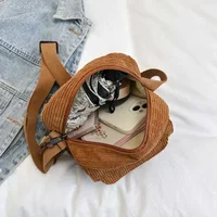 Korean Harajuku Messenger Bags Corduroy Women's Small Shoulder Bag Teenager Girl Crossbody Bag Cute Tote Student Bolsa - Image 5