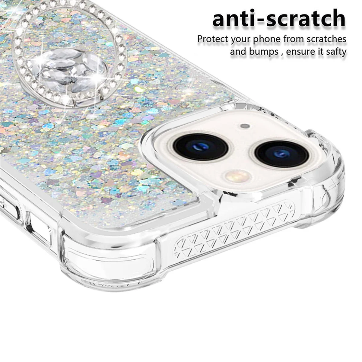 Luxury Quicksand Glitter Ring Holder Case with Shiny Soft Airbag Shockproof Cover