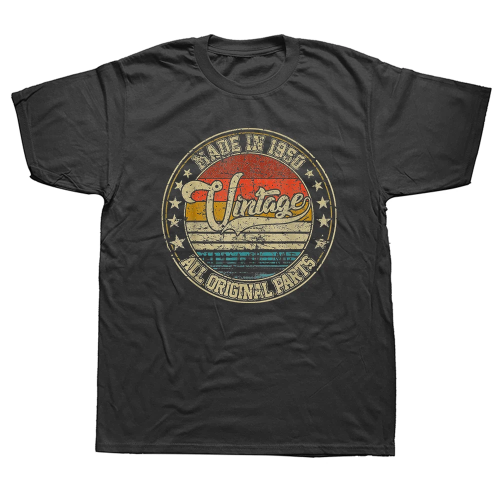 Vintage 1950 76 Jahre Alt Grafik T-Shirts für Männer und Frauen Baumwolle Humor Streetwear T-Shirt Kurzarm Unisex Lose Kleidung