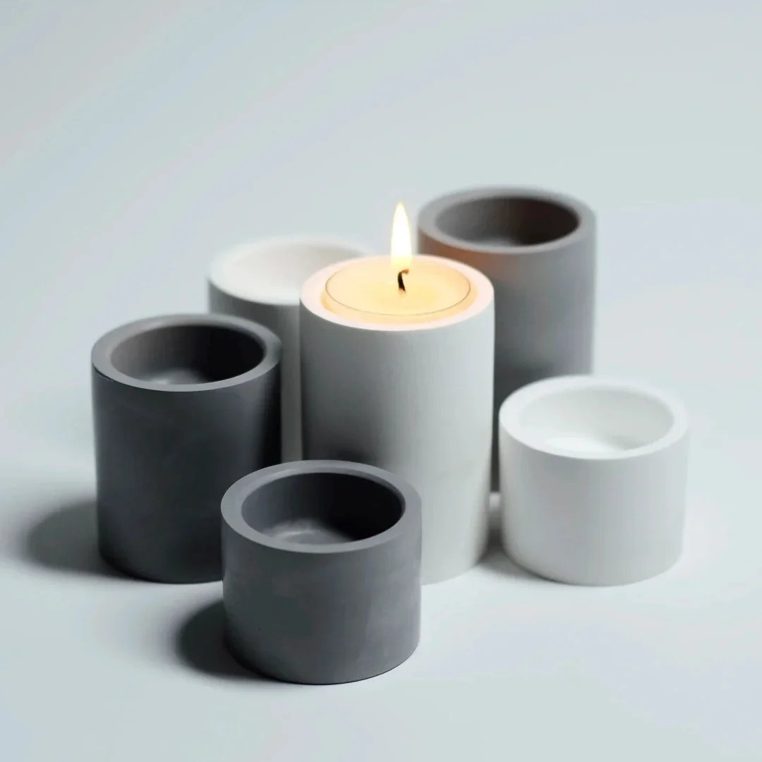 Cylindrical Square Barrel Geometric Cement Candle Holder Silicone Mold Aromatherapy Gypsum Candle Holder Decoration Mould silicone mold
