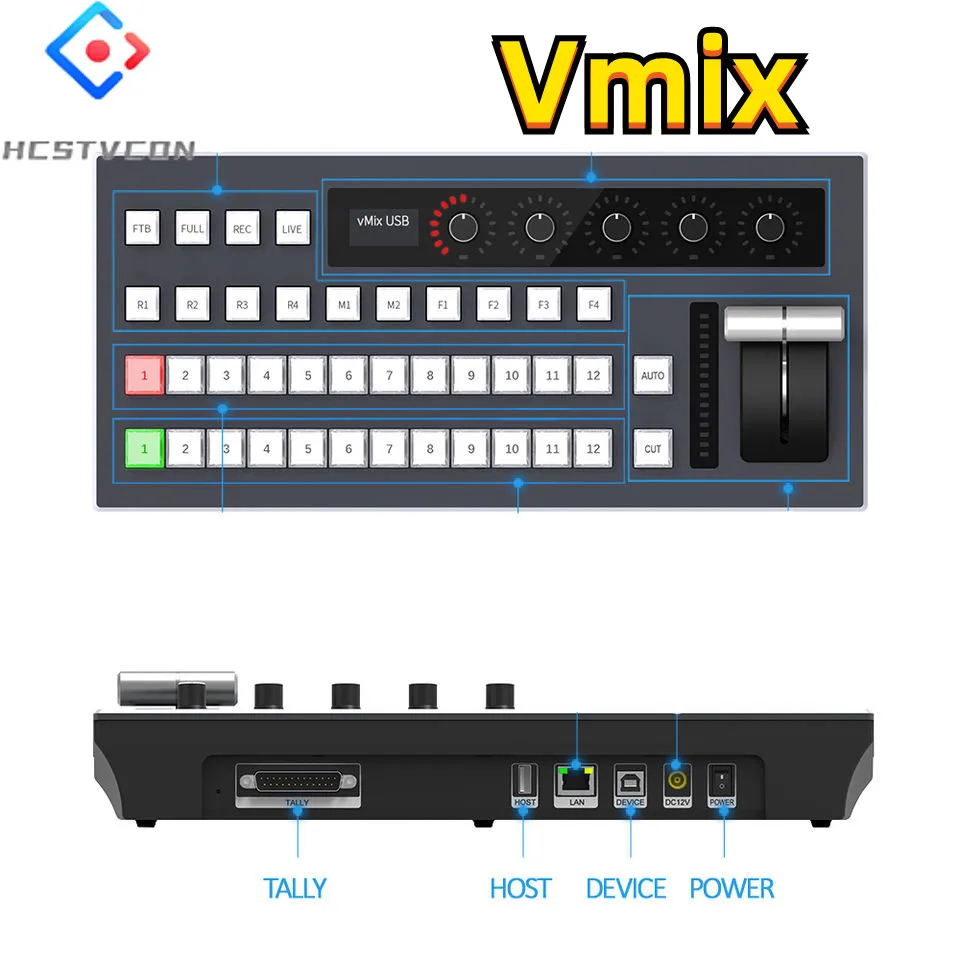 VMix Panel Switch Controller Live Streaming Brodcast Panel Switcher Video Mixer Software Switchboard USB LAN POE Connection ezolen usb vmix panel switches controller video mixer switcher broadcast equipment for large live streaming