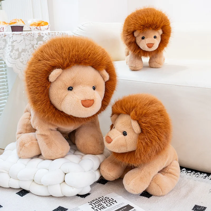 Cute Cartoon Lion Plush Toy Lifelike Downy Stuffed Male Doll Baby Sleeping Pillow Soft Kids Birthday Gift for Boys