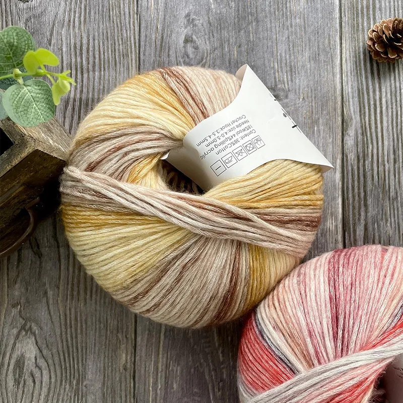 

6PCS Gradual change wool thread, winter clothes, hats, scarves, hand knitting, segment dyeing, medium coarse cotton, DIY we