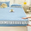 Summer Girls Solid Color Lace Bed Skirt Soft Mattress Mat Cover Home Washable Fitted Bedsheet Queen King Size(No Pillowcase) 1pc 3