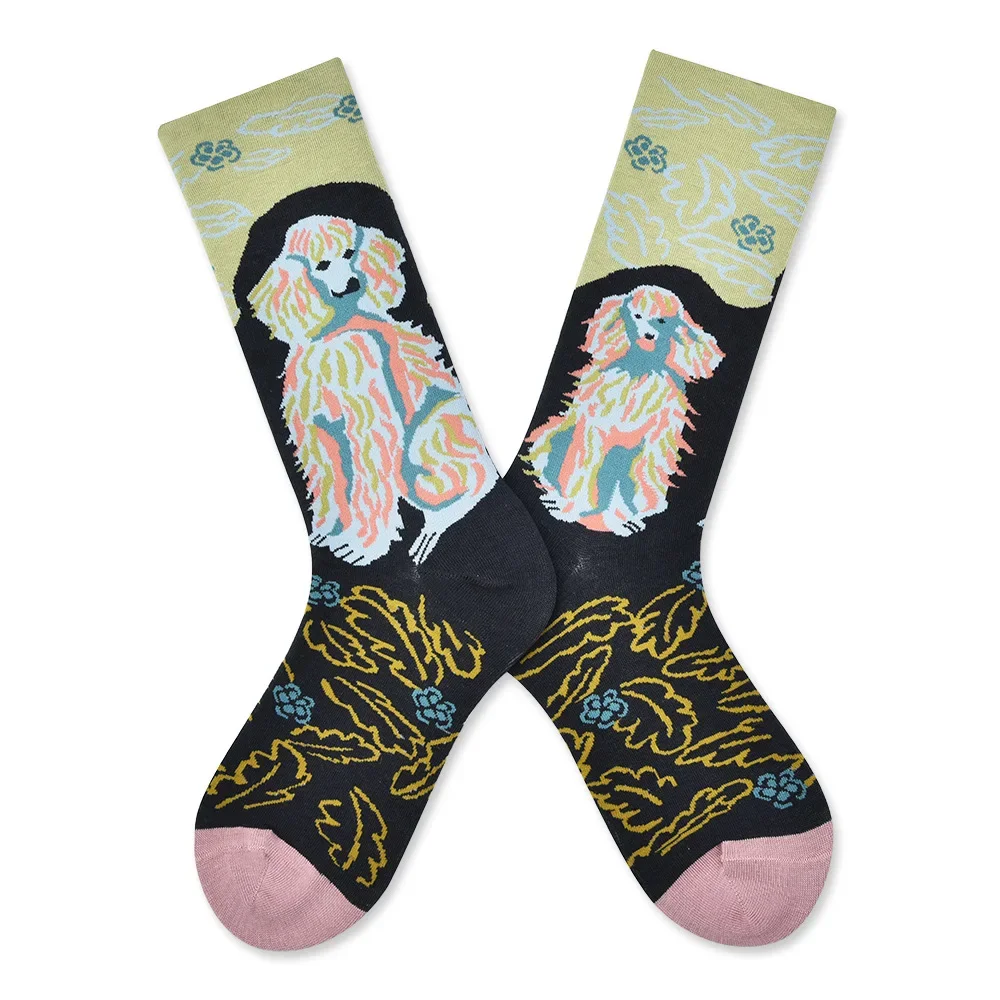 Trendy Personalized Hip Hop Abstract Embroidery Mid-Tube Socks
