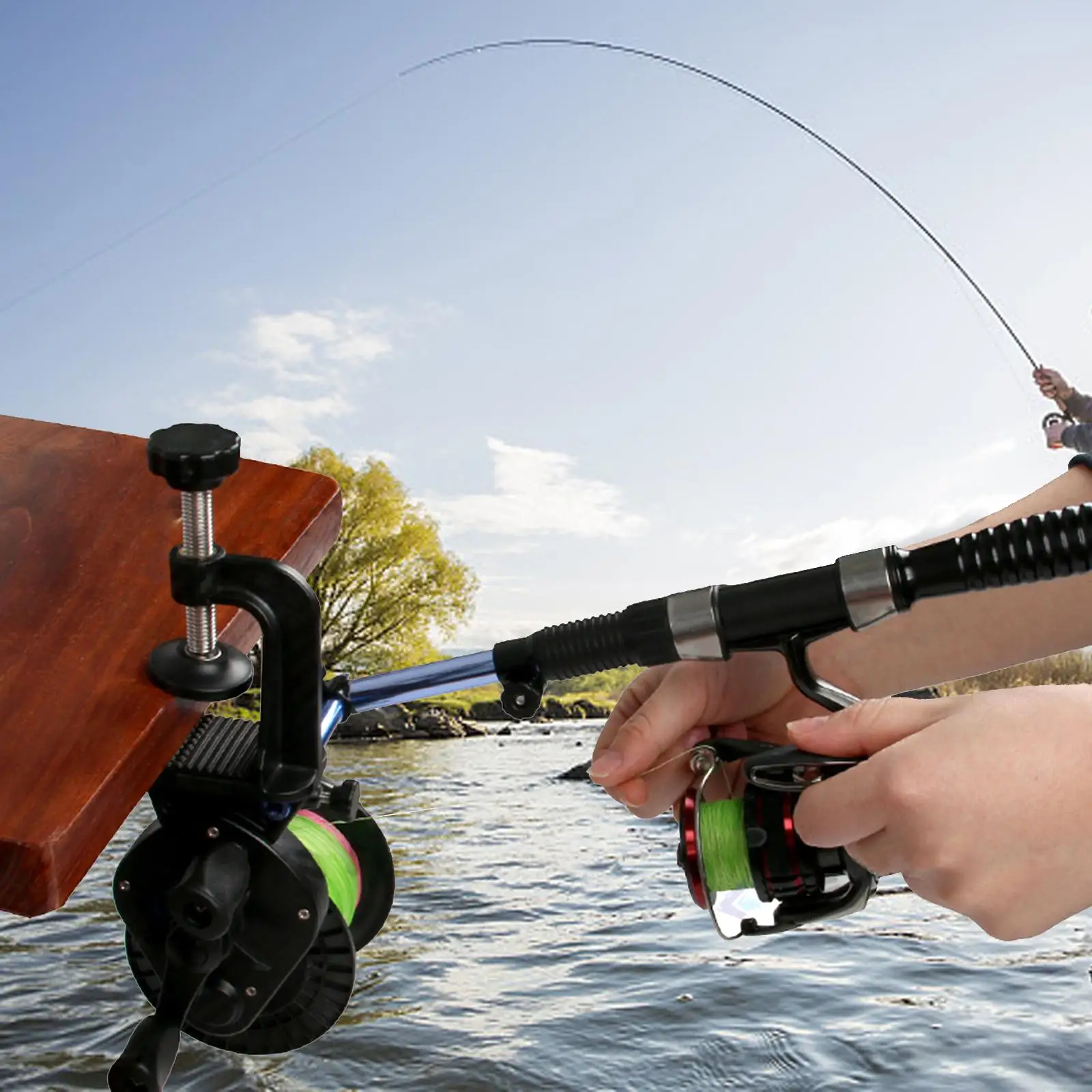 

Fishing Line Spooler Winder Fishing Reel Spooler Spooling Station System Accs