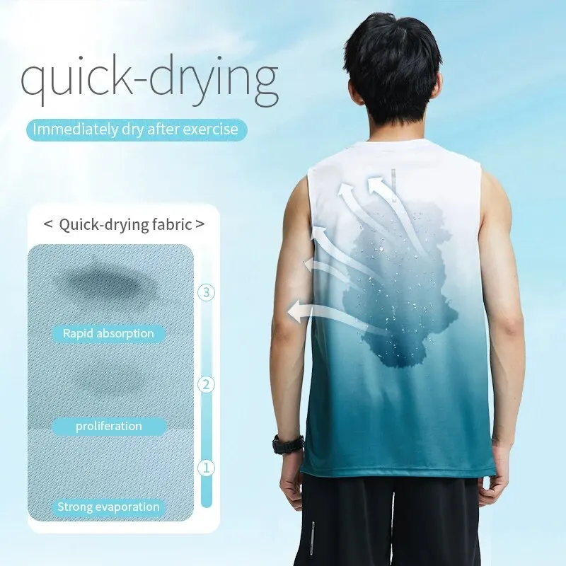 Fitness Clothes MEN'S ICE Silk Quick-dry Vest Sportswear Set Summer T-shirt Basketball Equipment Training Running Short Sleeves sports suit