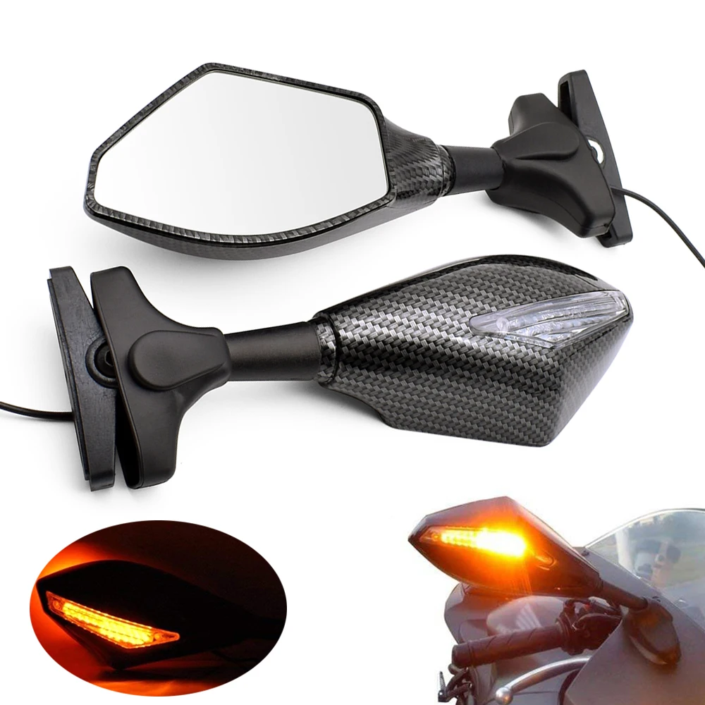 Ninja 650 Mirrors Universal Motorcycle Rear View Side Wing Mirrors W/ LED Turn Signal Light For HO Honda Blackbird Mirrors - Foto 6