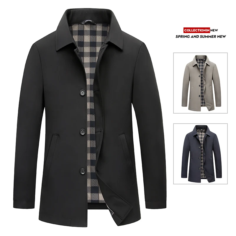 Fashion Mens Business Jacket Spring Autumn medium long Lapel Men casual