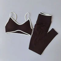 Women's Fitness Suit, Strappy Contrast Color Patchwork Sports Shockproof Slimming Quick-Dry Nude Feel Pants, Yoga Wear - Image 5