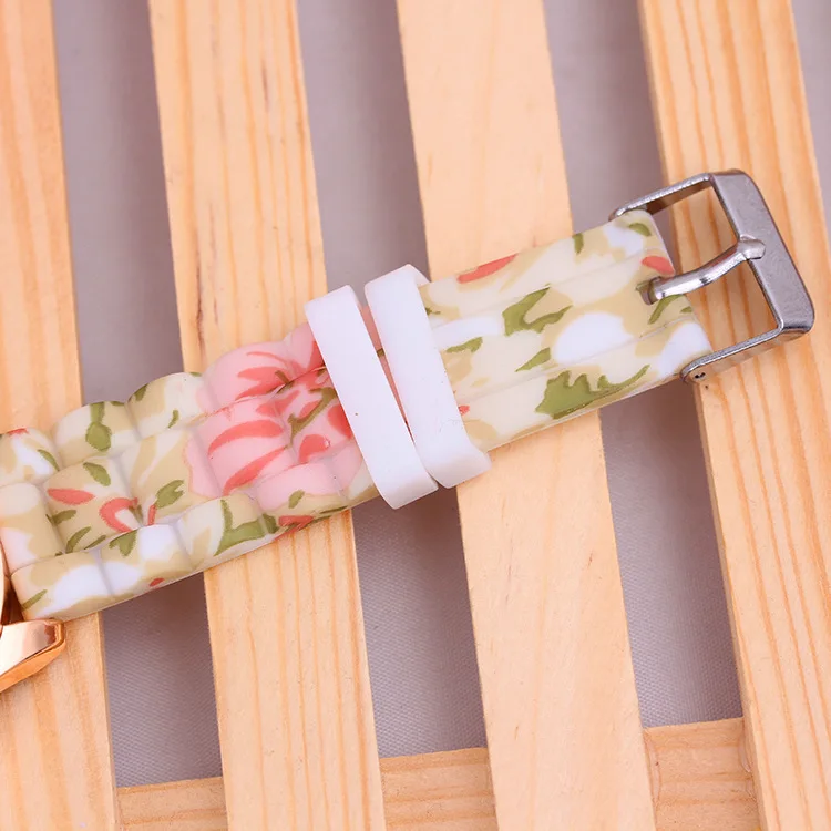 Casual Fashion Watch Printed Silicone Strap Clock Luxury Quartz Ladies Watches Women Flower Pattern Multi-Color Wristwatch Reloj 6
