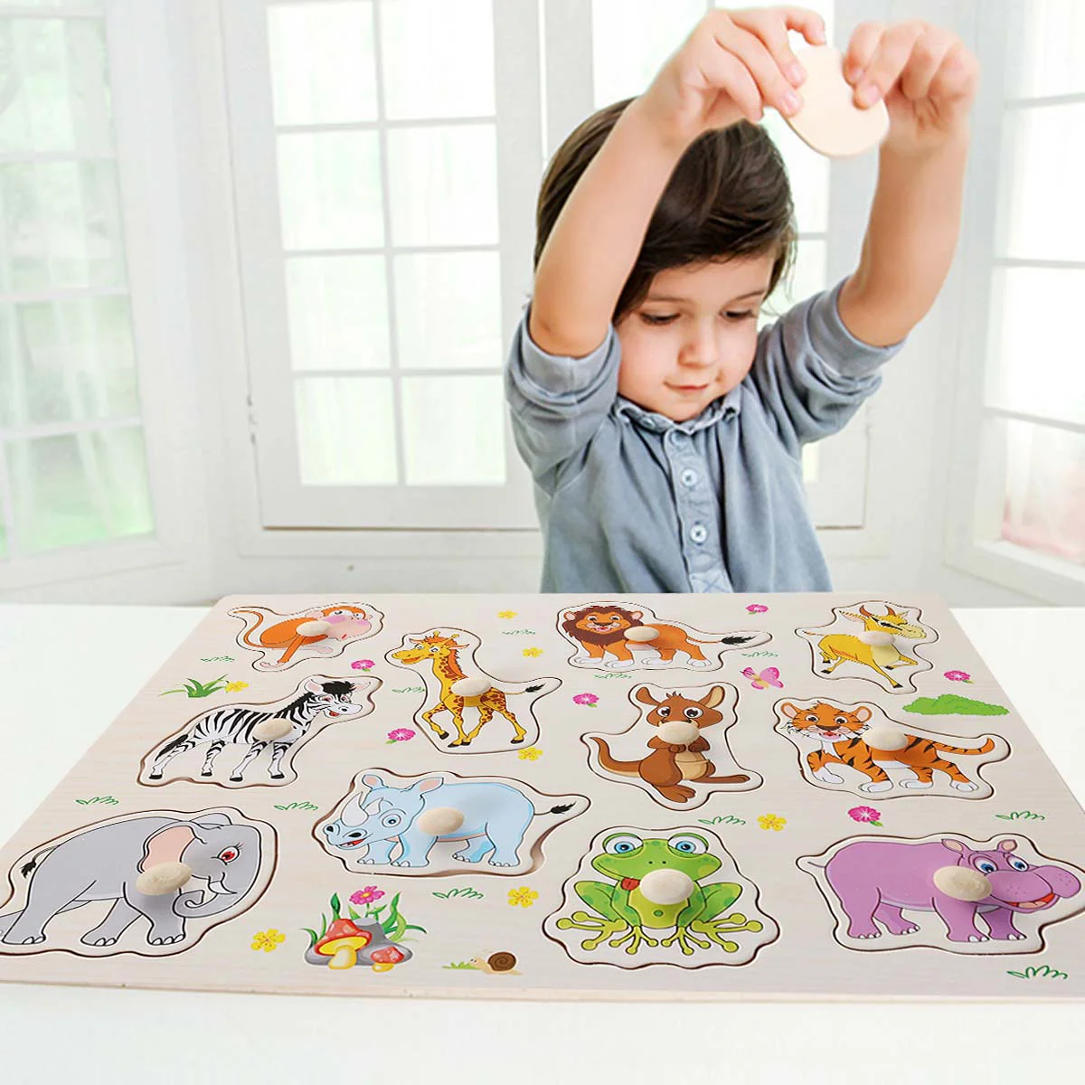 

Toy for Kids Wooden Jigsaw Puzzles Toddlers Three-dimensional Toys Bamboo Kids+toys