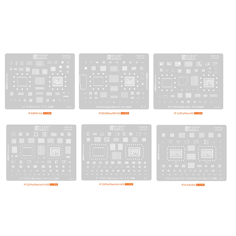 Amaoe T0.12MM Plant Tin Steel Mesh for Iphone IP14-A16 A15 IP13/Pro/Max/mini-A15 iP12-A14 A13 A12 A11 Cpu Planting Tin Special