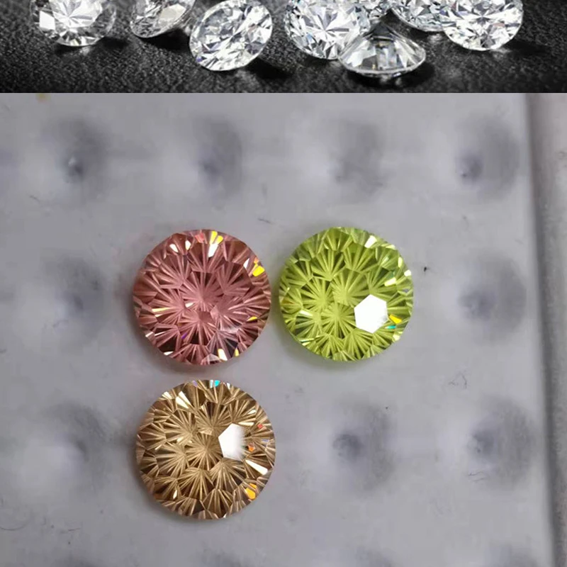 5pcs/bag 8x8mm High Quality Round Apple Green Smokey Cut Cubic Zirconia for Jewellery Making and DIY Accessories