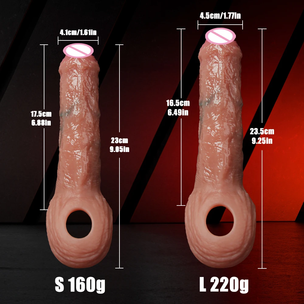 Penis Cock Sleeve Male Penis Enlarger Extender for Men Realistic Dildo Ring to Lock the Sperm Male Training Sex Toy