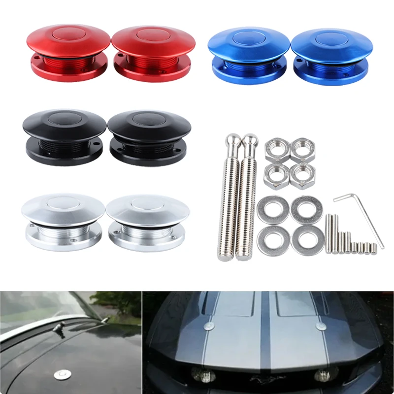 

62mm General metal car button hood billet hood pin lock clamp kit Car quick latch Red blue black Silver accessories